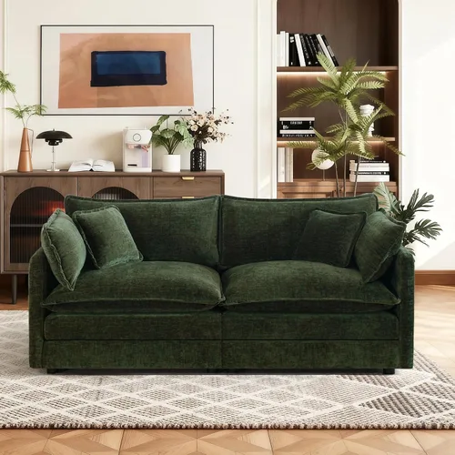 Miniatura 83 de Sofá seccional modular convertible de 76.7", sofás de dos plazas de chenilla con asiento profundo y cojines tipo loveseat para sala de estar, Beige