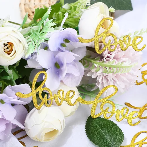 Miniatura 5 de Sumind 100 piezas doradas para mesa de boda, confeti con purpurina, confeti de compromiso, mesa de compromiso, decoración de despedida de soltera