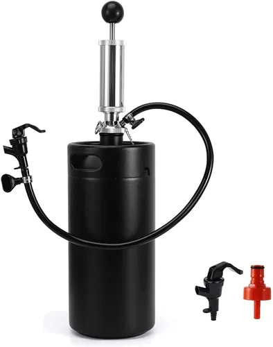 FERRODAY Bomba de mano de barril de acero inoxidable de 128 onzas, cultivador de cerveza, barril de cerveza, dispensador de cerveza de barril para
