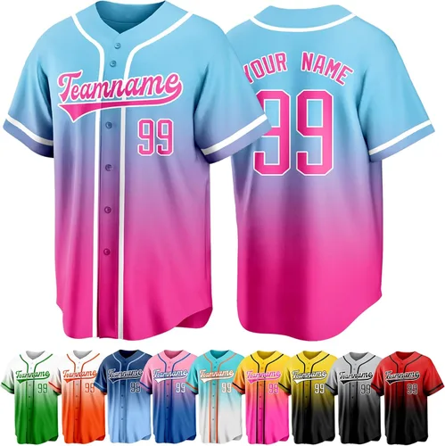 Miniatura 39 de Custom Baseball Jersey Personalized Short Sleeve Team Sport Uniform Baseball Shirt for Men Women Youth Boy