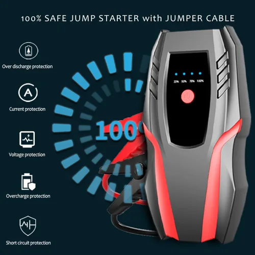 Miniatura 6 de Paquete de arranque automático de 12 V con compresor de aire, corriente máxima 2000a, cargador de batería de litio para automóvil, bomba de aire
