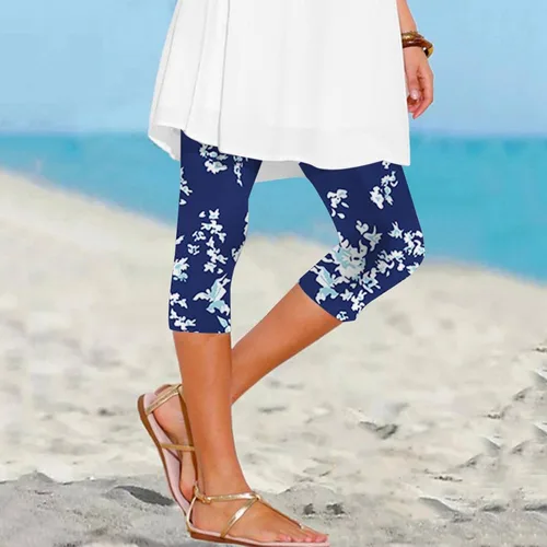 Miniatura 3 de Featur - Leggings de yoga recortados para mujer, cintura alta, pantalones capri elásticos con costuras de encaje, talla grande, pantalones