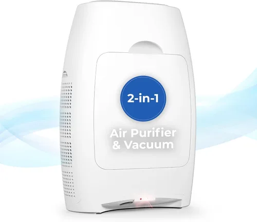 EyeVac Air - Purificador de aire HEPA 2 en 1 y recogedor automático de vacío sin contacto, ultra rápido y potente, cubre 600 pies cuadrados,