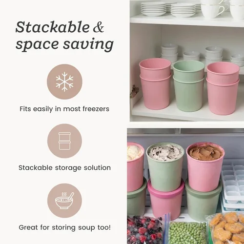 Miniatura 6 de Starpack 'Freeze the Day' - Recipientes de almacenamiento de helado para congelador (2 piezas) – Recipientes de helado de 1 cuarto de galón