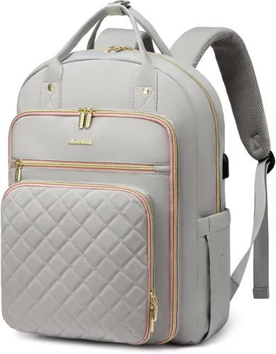 Miniatura 23 de LOVEVOOK - Mochila para portátil para mujer, resistente al agua, mochila de trabajo y viaje, con monedero, elegante, mochila de negocios, mochila