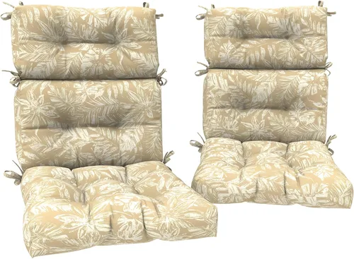 Miniatura 14 de DYTXIII Juego de 2 cojines para sillas de respaldo alto para exteriores, repelentes al agua, cojines de asiento mecedor, de 44 x 22 pulgadas