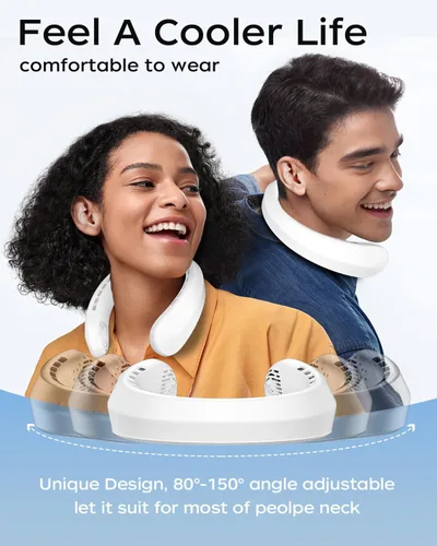 Miniatura 7 de Ventilador de cuello, ventilador portátil alrededor del cuello, ventilador personal de 5200 mAh con batería recargable por USB, 3 velocidades