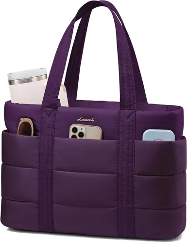 Miniatura 23 de LOVEVOOK: bolsa de mano para mujer, bolsa de trabajo grande acolchada para laptop, bolsa de viaje ligera con cremallera, regalos para mujer