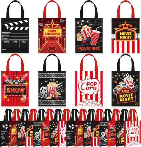 Photect 32 bolsas de regalo para fiesta nocturna de cine, salas de cine no tejidas para golosinas, bolsas de regalo para espectáculos de cine, baby