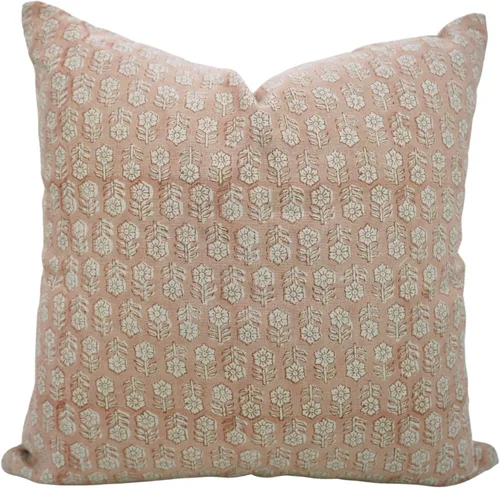 Miniatura 10 de Fundas de almohada de lino grueso con estampado de bloques, 14x14 pulgadas, fundas de almohada vintage hechas a mano para sofá y sofá, funda