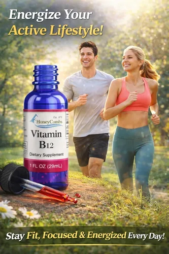 Miniatura 4 de HoneyCombs B12 Liquid Drops Suplemento de vitamina B12 para energía, metabolismo, enfoque cerebral y apoyo nervioso Gotas líquidas sublinguales B12