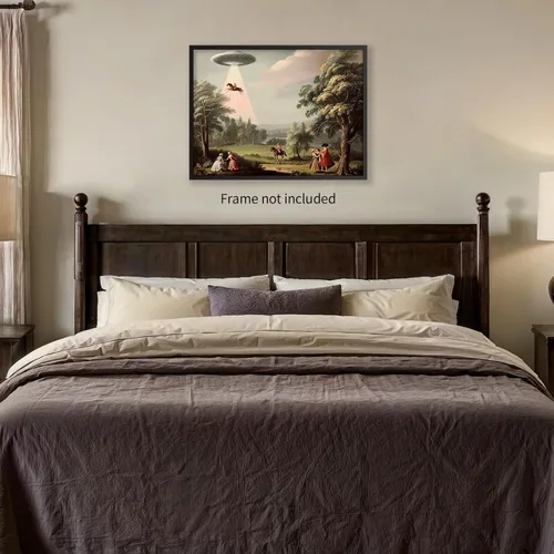 Miniatura 4 de Haitunone Arte de pared divertido y alucinógeno en forma de OVNI, póster único victoriano, paisaje en óleo sobre lienzo, impresiones para decoración