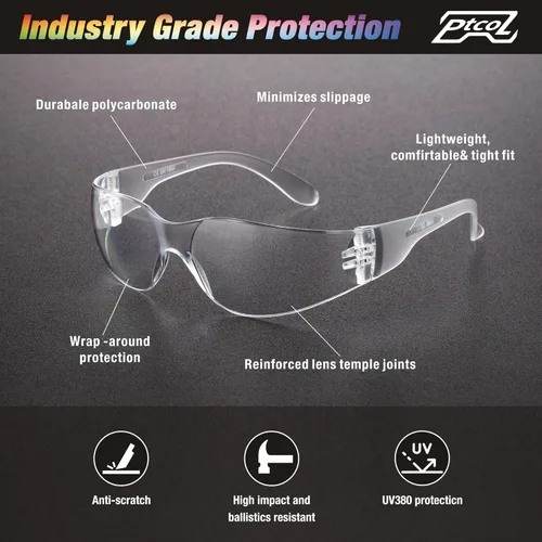 Miniatura 3 de Paquete de 28 gafas de seguridad transparentes (Paquete a granel de 24+4) Gafas protectoras antiarañazos unisex con lente resistente a impactos