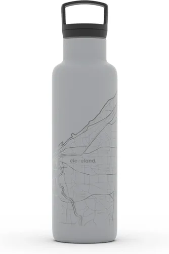 Miniatura 79 de Well Told Botella de agua aislada con mapa de Washington DC grabado, botella de acero inoxidable grabada (21 onzas, blanco) botella aislada de mapa