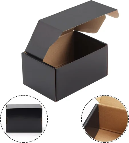 Miniatura 3 de Hoikwo Paquete de 25 cajas de envío de 6 x 4 x 3 para pequeñas empresas, cajas de cartón de embalaje negras, caja de embalaje de correo móvil Negro