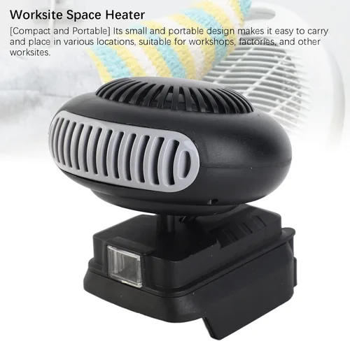 Miniatura 4 de lyrlody Ventilador de calentador portátil alimentado por batería 18V iones de litio 2 ajustes de temperatura 30-80 Calentador eléctrico compacto