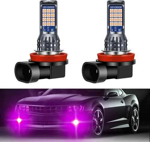 Miniatura 10 de 2 bombillas LED H8 H9 H11 antiniebla de limón verde, 24 LED 3030 chips superbrillantes, bombillas LED de repuesto DRL para automóviles, camiones