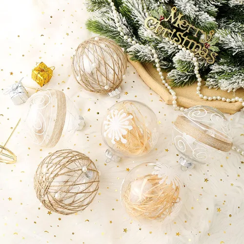 Miniatura 4 de XmasExp Juego de adornos de bolas de Navidad, decoraciones navideñas inastillables, 6 unidades, adornos colgantes de plástico grandes, 3.93