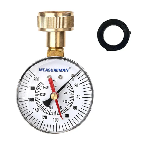 Miniatura 8 de Measureman - Manómetro de presión de agua de 0-200 psi, esfera de 2.5", medidor de presión para boquilla de manguera, probador de presión de agua