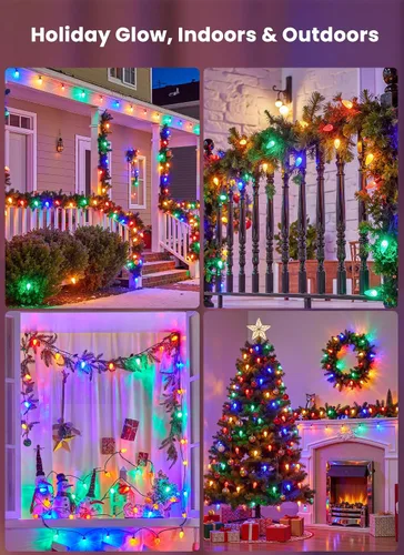 Miniatura 7 de Luces de Navidad C9 para exteriores, 114 pies, 150 luces LED C9 con temporizador y 8 modos de luz, luces impermeables de grado comercial conectables