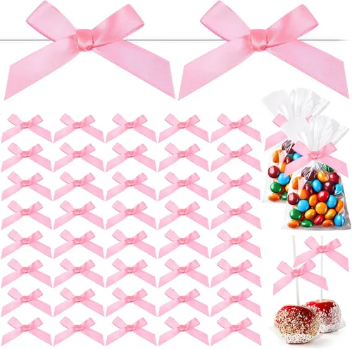 Miniatura 8 de Gejoy 100 mini lazos de oro macizo de 2.6 pulgadas para envolver regalos, lazos de satén preatados, bolsas de manualidades para bodas, cumpleaños
