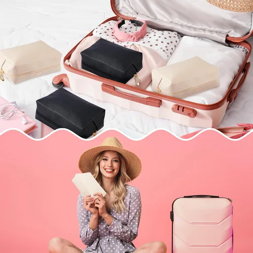 Miniatura 7 de 24 bolsas de maquillaje a granel de piel sintética para cosméticos, bolsa de maquillaje, bolsa de cosméticos lisa, bolsas de aseo impermeables