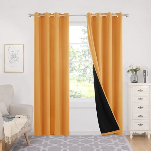 Miniatura 57 de Deconovo Cortinas 100% opacas, cortinas de ventana con aislamiento térmico, paneles reductores de ruido, cortinas de forro negro, con ojales
