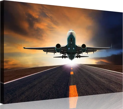 Miniatura 17 de TutuBeer 3 Panels Airplane Wall Art Airplane Posters for Walls Aircraft at Sunrise Plane Pictures for Living Room Bedroom Boys Room Home Decor