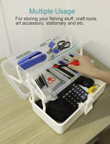 Miniatura 10 de Avlcoaky Caja de aparejos grande de 3 capas Caja de almacenamiento portátil de plástico Organizador de caja de aparejos de pesca Caja de aparejos