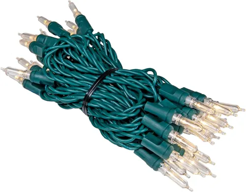 Novelty Lights Luces LED de Navidad de estilo vintage T5, color blanco cálido, cadena de alambre verde de 35 mini bombillas de 11.5 pies, con