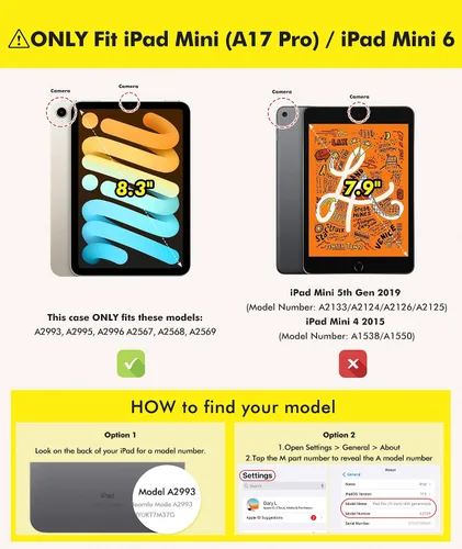Miniatura 2 de INFILAND Funda para iPad mini 7, iPad mini 7ª (A17 Pro)/6ª generación de 8.3 pulgadas 2024/2021, parte trasera transparente y funda protectora