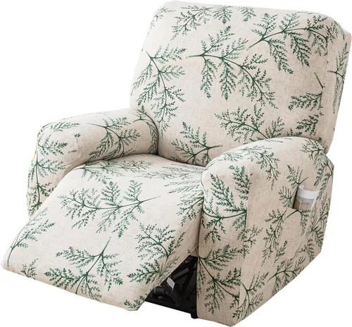 Miniatura 17 de CRFATOP Funda para sillón reclinable con estampado floral con bolsillos, funda única para sillón reclinable, 4 piezas, funda para sillón reclinable