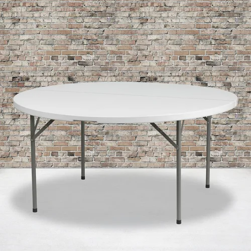 Miniatura 2 de Flash Furniture Elon Mesa plegable redonda de plástico blanco granito de 5 pies