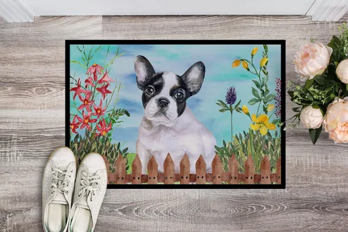 Miniatura 2 de Caroline's Treasures CK1272JMAT - Tapete de primavera de bulldog francés negro y blanco de 24 x 36 pulgadas, tapete de puerta delantera