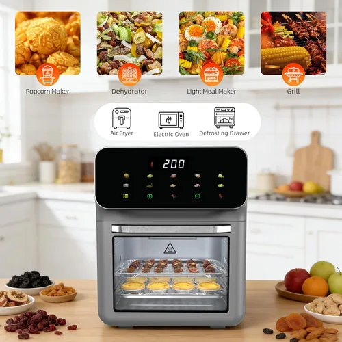 Miniatura 6 de Combo de horno freidora de aire 10 en 1, freidora de aire de convección de encimera, horno con tostadora ventana transparente para la familia
