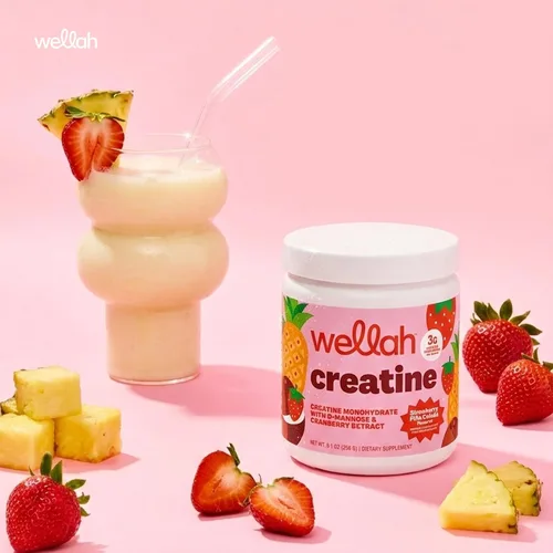 Miniatura 4 de Wellah Creatina para Mujeres (50 porciones, Fresa Piña Colada) - Monohidrato de creatina con extracto de diente de león y arándano