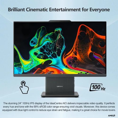 Miniatura 2 de Lenovo IdeaCentre Business All-in-One, pantalla táctil FHD de 23.8 pulgadas, 100 Hz, procesador AMD, 32 GB DDR5 RAM, SSD de 2 TB, base de carga