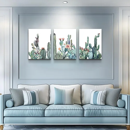 Miniatura 8 de Lienzo decorativo para pared de dormitorio, sala de estar, impresiones en lienzo, obras de arte, decoración de pared de baño, plantas verdes, Verde