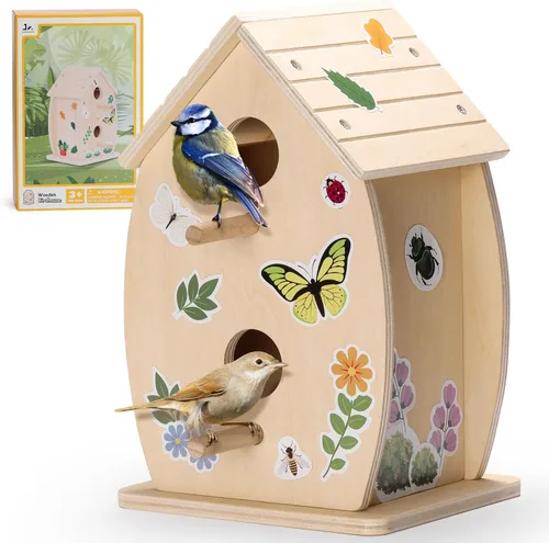 SainSmart Jr. Kit de casa de pájaros para que los niños construyan y pinten, juguetes de madera para manualidades, manualidades de madera sin