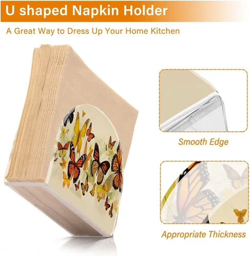 Miniatura 4 de Napkin Holder Butterfly Flower Napkin Holders for Tables, Clear Acrylic Napkin Holders Cocktail Napkin Holder for Kitchen Restaurant Bar Home Decor