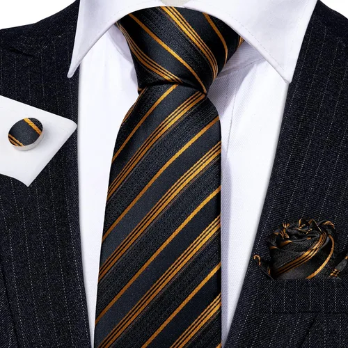Miniatura 335 de Barry.Wang Juego de corbatas para hombre, corbata de seda a rayas, tejido a cuadros, gemelos formales, negocios, boda