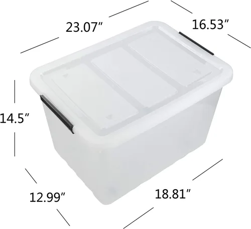 Miniatura 2 de Contenedores de almacenamiento transparentes de 70 L, paquete de 4, contenedores de almacenamiento apilables de plástico con tapas y ruedas, sin BPA