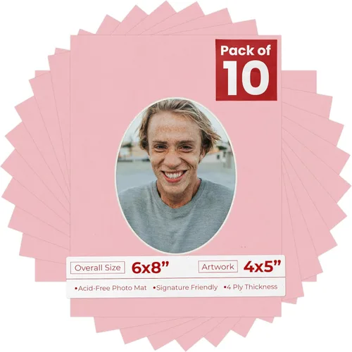 Miniatura 33 de Alfombrilla de 6 x 8 pulgadas, corte biselado para fotos de 4 x 5 pulgadas, diseño ovalado de color gris medio, sin ácidos, mate para proteger tus
