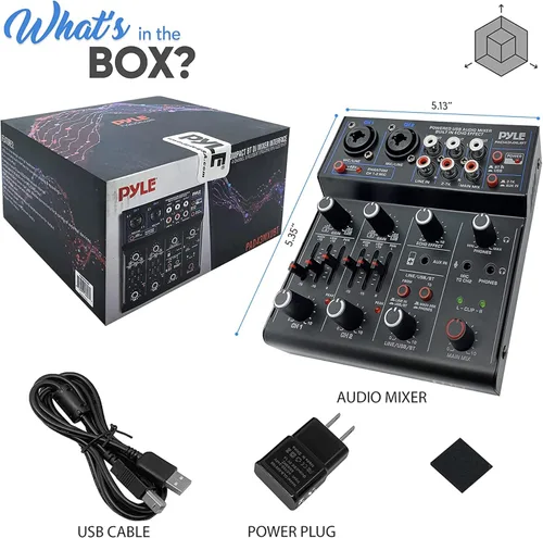 Miniatura 2 de Mezclador de audio inalámbrico profesional Pyle DJ - Mezclador de sonido con controlador Bluetooth de 4 canales, interfaz de audio USB, 2 entradas