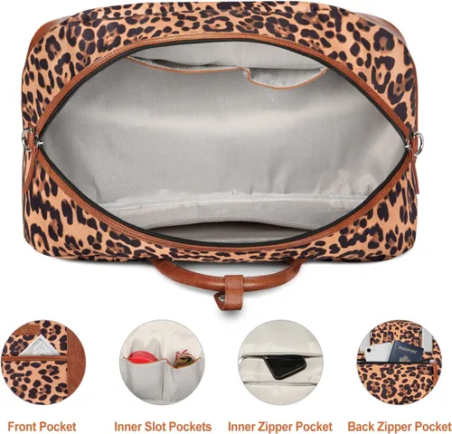 Miniatura 19 de IBFUN Bolsas de fin de semana para mujer, bolsa grande de lona para viaje, bolsa de viaje con compartimento para zapatos, 21 pulgadas, juego de 3