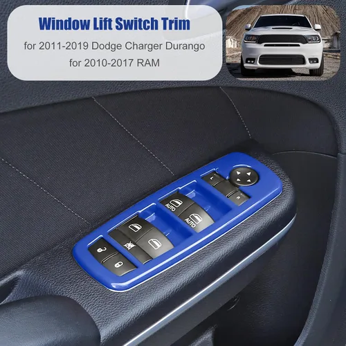 Miniatura 2 de Voodonala Interruptor de elevación de ventana, botón de control de elevalunas eléctrico, embellecedor para Dodge Charger Durango 2011-2025, para RAM
