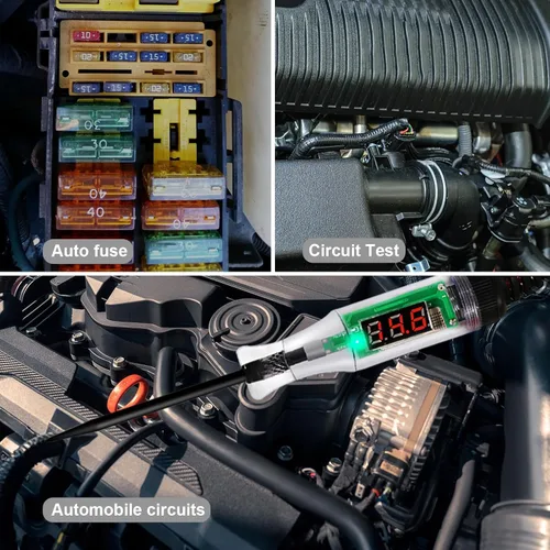 Miniatura 4 de Luces de prueba automotrices, probador de circuito LED digital de 5-90 V CC, probador de luz resistente con voltímetro, probador de voltaje