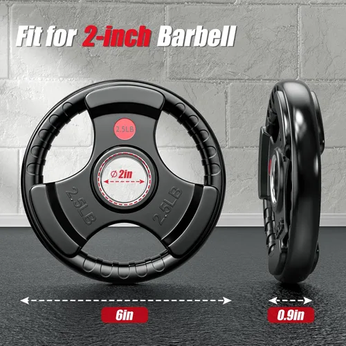 Miniatura 2 de GIKPAL Discos de peso de goma de agarre olímpico de 2 pulgadas para entrenamiento de fuerza, levantamiento de pesas en el hogar y el gimnasio, juego
