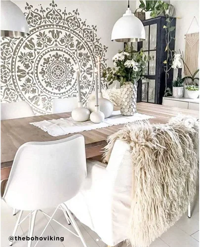 Miniatura 4 de Plantilla de mandala prosperidad reutilizable para paredes; puedes hacerlo tú mismo; decoración moderna para pared fácil y divertida