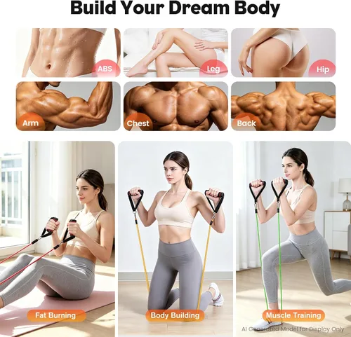 Miniatura 4 de Resistance Bands Set, Himaly Exercise Bands Strength Training Fitness Bands Workout Elastic Bands with Legs Ankle Straps, Door Anchor, Handles &